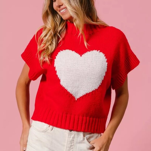 BiBi Rib Banded Heart Pattern Valentines Sweater - Picture 11 of 16